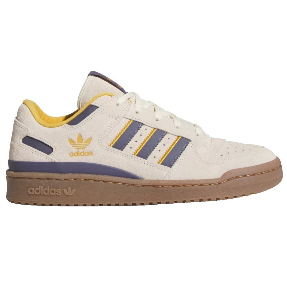 adidas Forum CL Low Mens 7.5 Wonder White/Preloved Violet/Yellow Shoes JQ2655